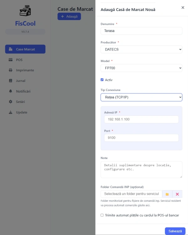 Configurare DATECS în FisCool