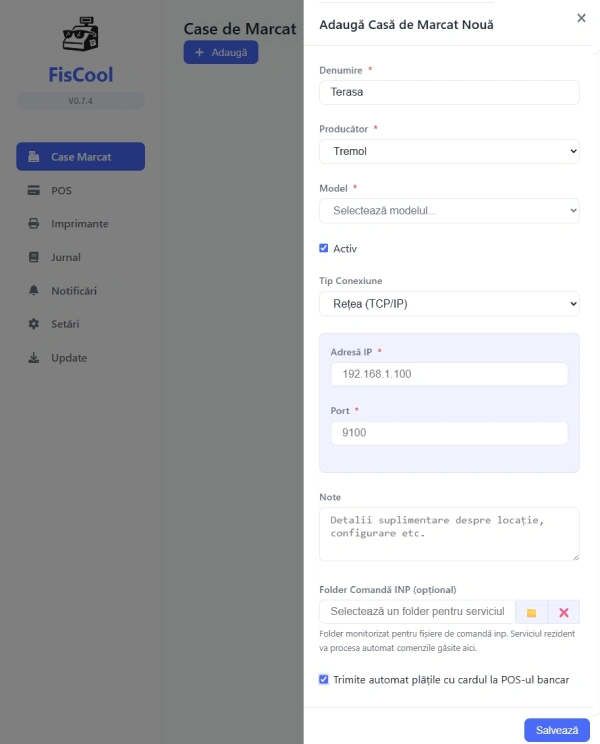 Configurare Tremol în FisCool